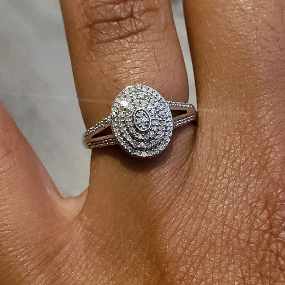 Diamond Oval Cluster Ring